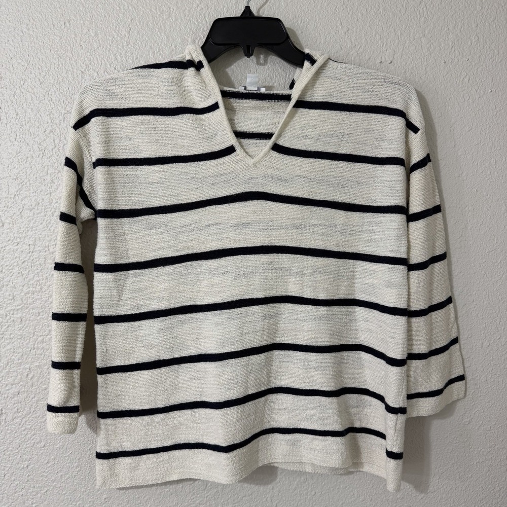 J Jill XS Women's Striped Longsleeve Pull Over Cotton Blend Boho Summer Stretch